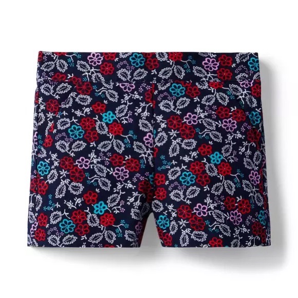 Janie And Jack Merchant Marine Floral Canvas Adjustable Waist Shorts Size 2t
